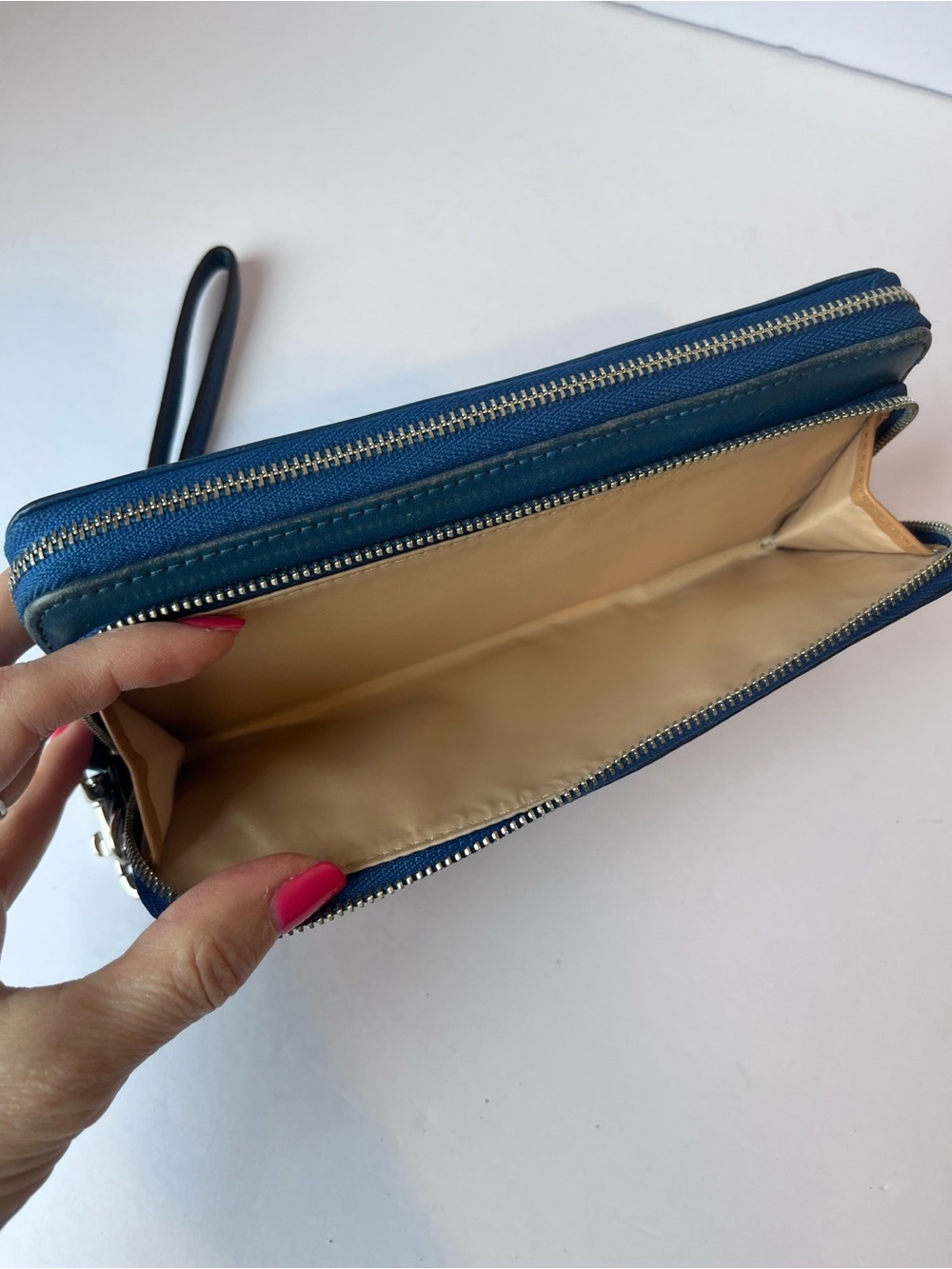 Coach Blue Leather Double Zip Wallet Clutch - Picture 9 of 12